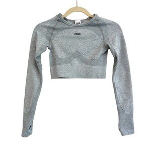 Gymshark Long-Sleeve Crop Top Back Cut Out Grey Size Small